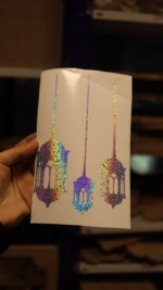 ⁦نصف شيت فينيل فضي هولوجرام منقط ، فوانيس رمضان⁩ - الصورة ⁦2⁩