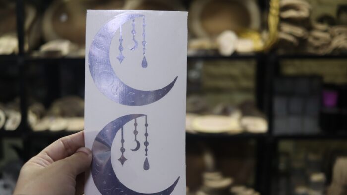 ⁦شيت فينيل هلال زينة لون فضي⁩ - الصورة ⁦2⁩