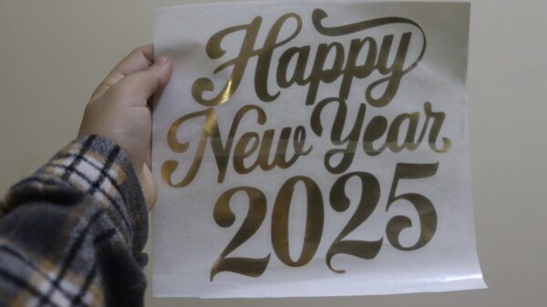 شيت فينيل كبير لون دهبي Happy new year 2025