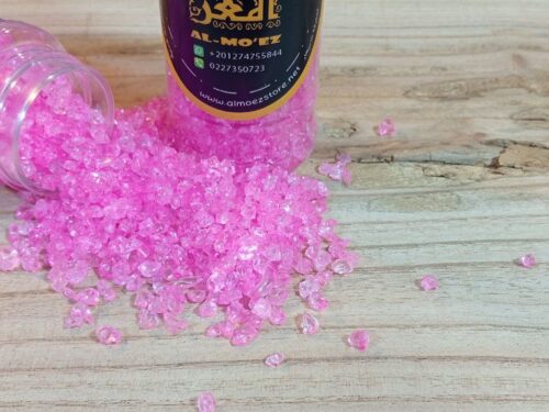 عبوة احجار زجاجية لون بينك شفافه